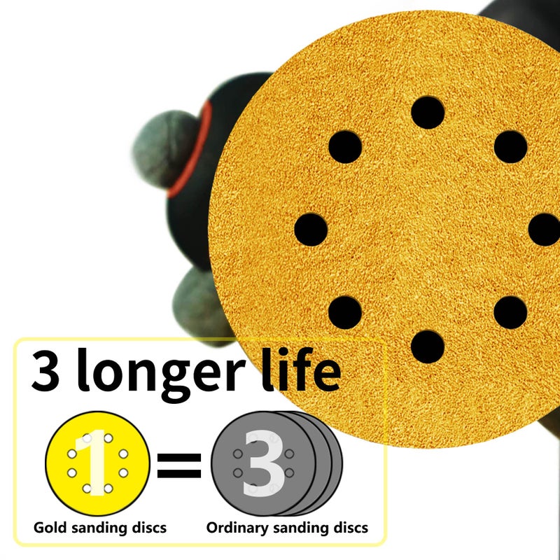 Faoyoon 5 Inch Sanding Discs Hook and Loop | 80 Grit Sandpaper | Orbital Sander Pads | Sand Paper for Automotive and Woodworking | 50 Pack - Image 3